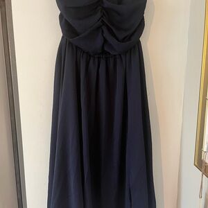 INC International Concepts Blue Ruched Strapless Sundress